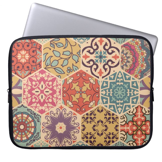 Nahtlose bunte Fliesen mit dem Islam, Arabi Laptopschutzhülle (Vorderseite)