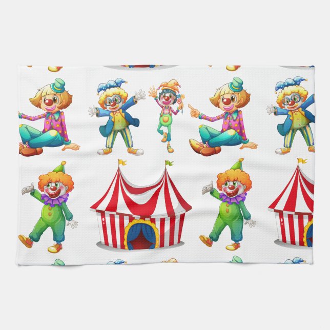 Nahtlose Clowns und Zirkuszelt Küchentuch (Horizontal)