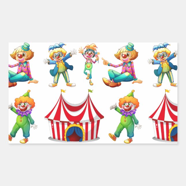 Nahtlose Clowns und Zirkuszelt Rechteckiger Aufkleber (Vorderseite)
