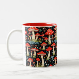 Nahtlose Cocktecore-Mushroom-Blume Zweifarbige Tasse