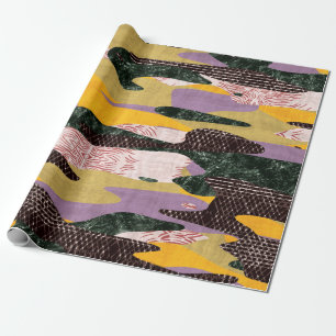 Nahtlose Collage in Camouflage formt lebendige Mon Geschenkpapier