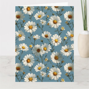 Nahtlose Daisy-Blume-Muster auf blau Karte