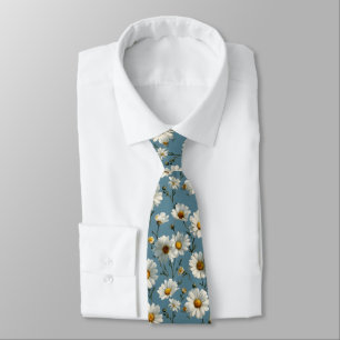 Nahtlose Daisy-Blume-Muster auf blau Krawatte
