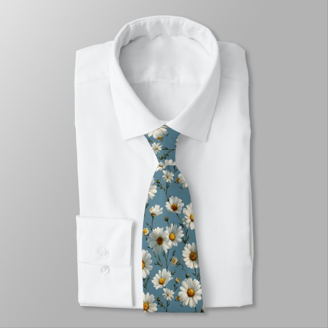 Nahtlose Daisy-Blume-Muster auf blau Krawatte (Gebunden)
