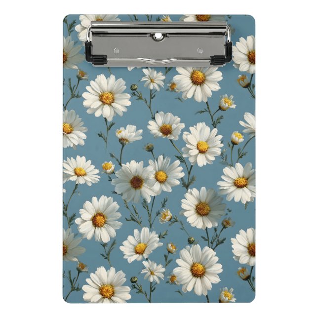 Nahtlose Daisy-Blume-Muster auf blau Mini Klemmbrett (Vorderseite)