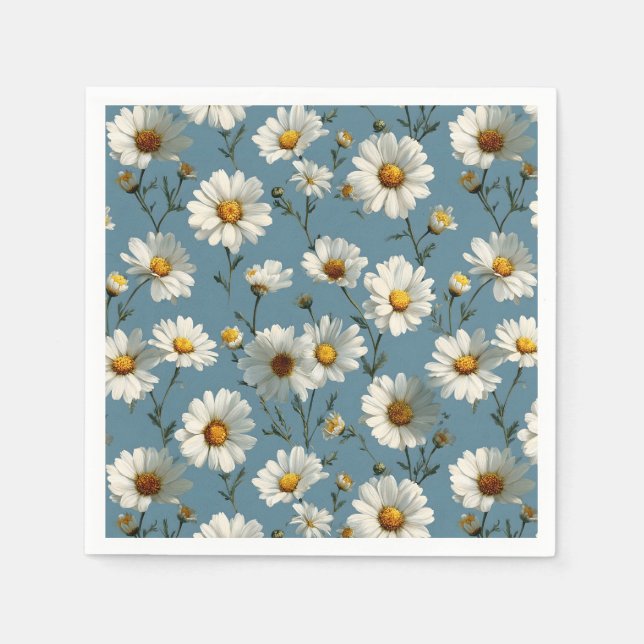 Nahtlose Daisy-Blume-Muster auf blau Serviette (Vorderseite)