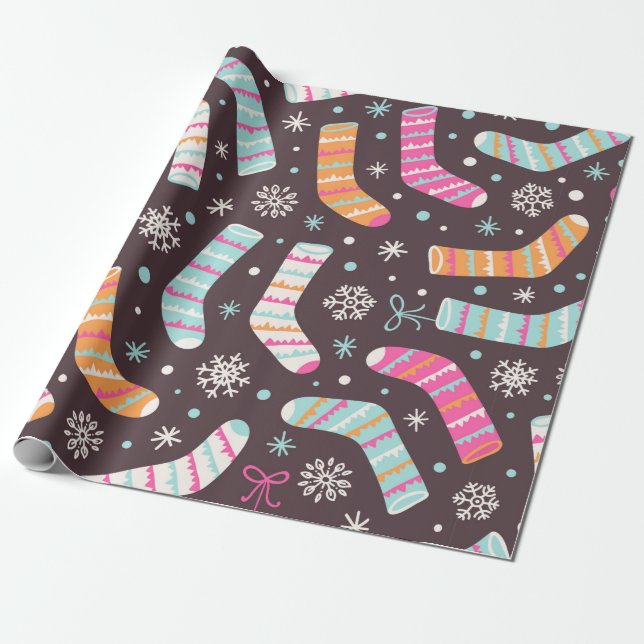 Nahtlose Darstellung mit Weihnachtssocken Geschenkpapier (Ungerollt)