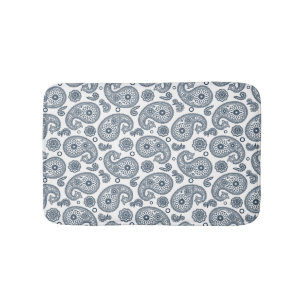 Nahtlose dunkelblaue Paisley-Muster in Weiß Badematte