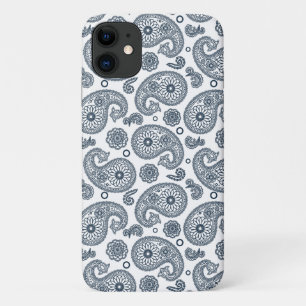 Nahtlose dunkelblaue Paisley-Muster in Weiß Case-Mate iPhone Hülle