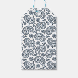 Nahtlose dunkelblaue Paisley-Muster in Weiß Geschenkanhänger
