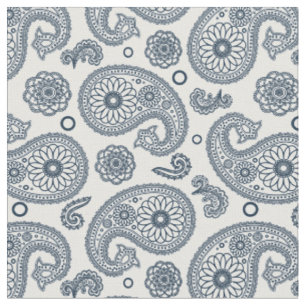 Nahtlose dunkelblaue Paisley-Muster in Weiß Stoff