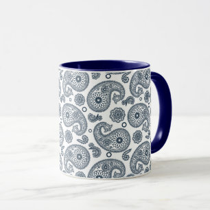 Nahtlose dunkelblaue Paisley-Muster in Weiß Tasse