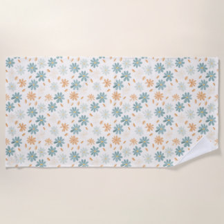 Nahtlose dunkle Blume in Blau, Orange und Gelb Strandtuch