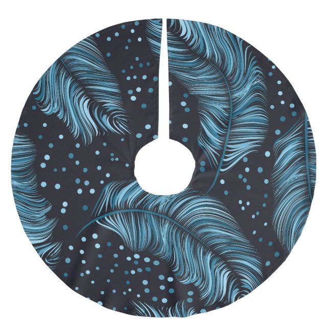 Nahtlose dunkle Federstruktur, abstrakt Vintag. Polyester Weihnachtsbaumdecke (Vorderseite)