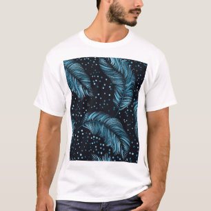 Nahtlose dunkle Federstruktur, abstrakt Vintag. T-Shirt