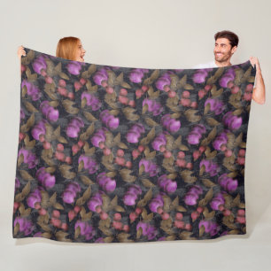 Nahtlose dunkle Pflaumenfrüchte violette Beeren Ki Fleecedecke