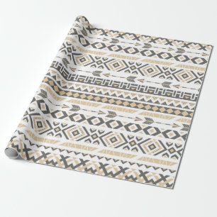 Nahtlose ethnisch-beige Muster. Darstellung Geschenkpapier
