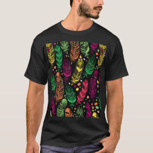 Nahtlose ethnische Federn, lebendiges Muster. T-Shirt