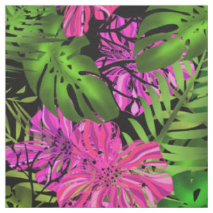 Nahtlose exotische Dschungelwüste Hibiskus Monster Stoff