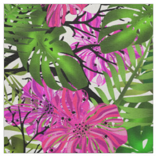 Nahtlose exotische Dschungelwüste Hibiskus Monster Stoff