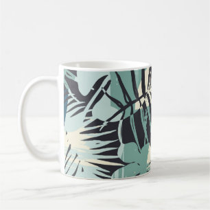Nahtlose exotische Muster mit tropischen Pflanze u Kaffeetasse