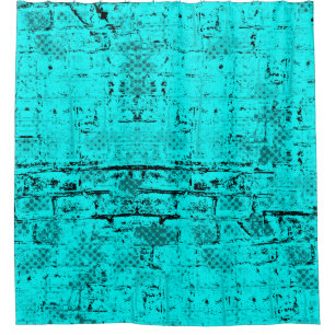 Nahtlose Farbe grunge türkis. Halftone-Elemente Duschvorhang