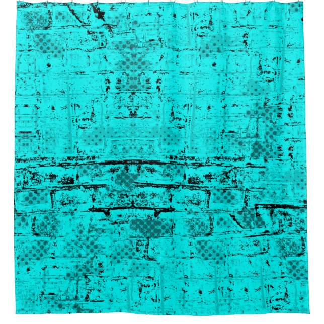 Nahtlose Farbe grunge türkis. Halftone-Elemente Duschvorhang (Vorderseite)