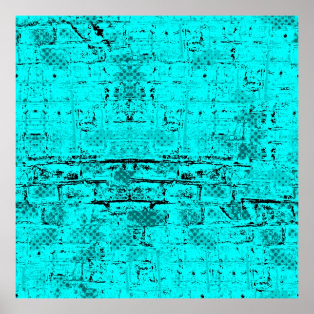Nahtlose Farbe grunge türkis. Halftone-Elemente Poster (Vorne)