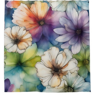 Nahtlose farbenfrohe Blume im Wasser Duschvorhang