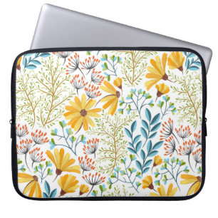 Nahtlose farbenfrohe Blumenmuster. Laptopschutzhülle