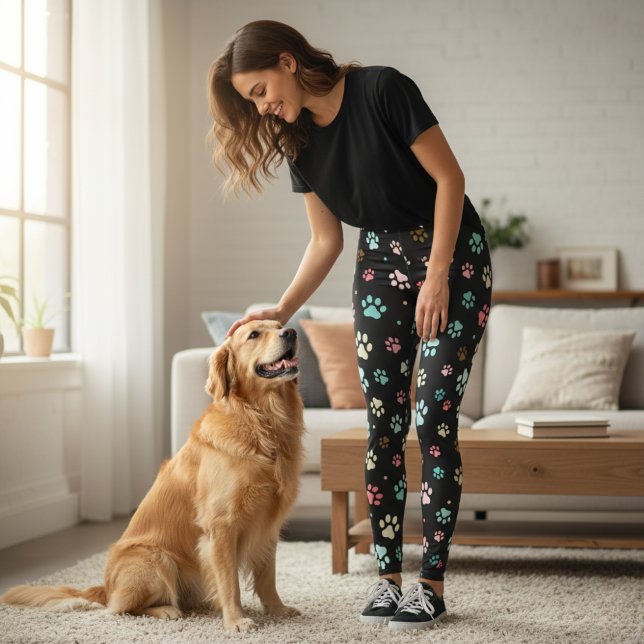 Nahtlose farbenfrohe kleine Hundebahnen Leggings (Von Creator hochgeladen)