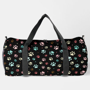 Nahtlose farbenfrohe kleine Hundebahnen schwarz Duffle Bag
