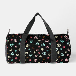 Nahtlose farbenfrohe kleine Hundebahnen schwarz Duffle Bag