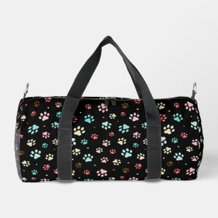 Nahtlose farbenfrohe kleine Hundebahnen schwarz Duffle Bag