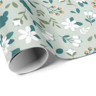 Nahtlose, farblose, blumige Muster Geschenkpapier