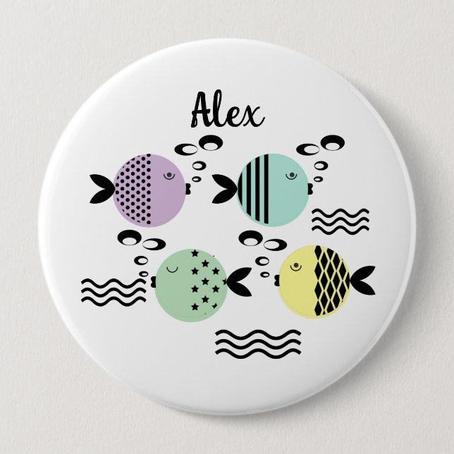 Nahtlose Fische abstrakte Skandinavien Button (Vorderseite)
