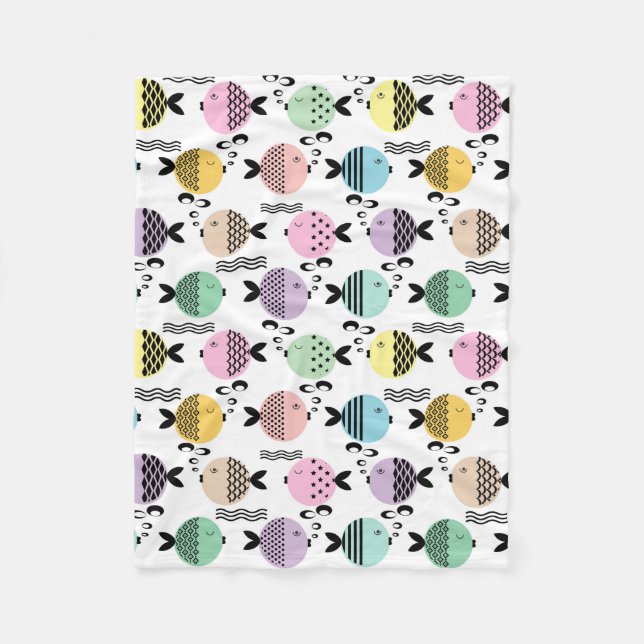 Nahtlose Fische abstrakte Skandinavien Fleecedecke (Vorderseite)