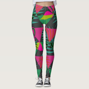 Nahtlose Flamingo-Muster mit Dreieck-Ornament Leggings