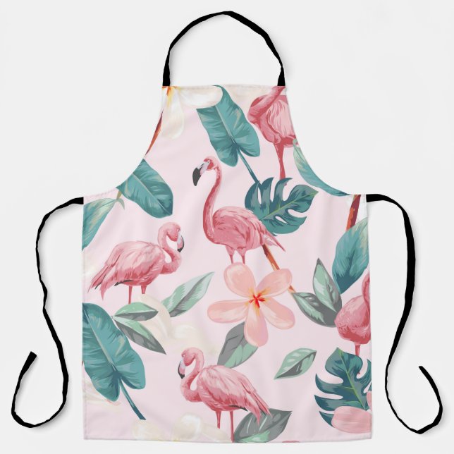 nahtlose Flamingos und tropische Blume Schürze (Vorderseite)