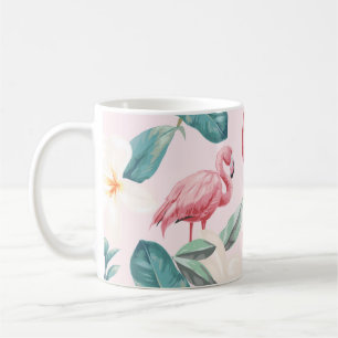 nahtlose Flamingos und tropische Blumen illustrati Kaffeetasse