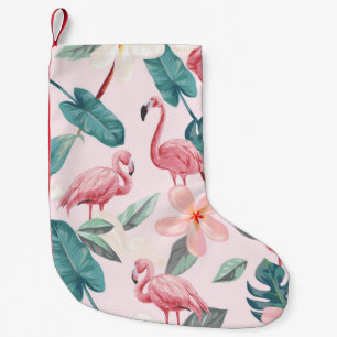 nahtlose Flamingos und tropische Blumen illustrati Kleiner Weihnachtsstrumpf