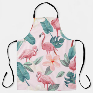 nahtlose Flamingos und tropische Blumen illustrati Schürze