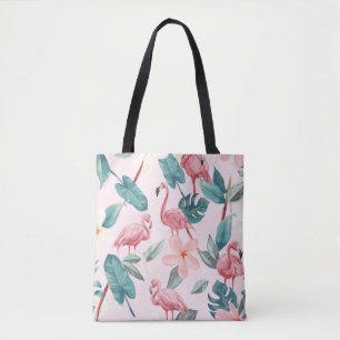 nahtlose Flamingos und tropische Blumen illustrati Tasche