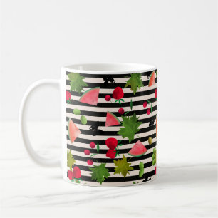 Nahtlose frische Früchte Beeren Wasserfarbe Cartoo Kaffeetasse