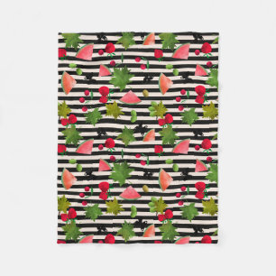 Nahtlose Frischobst Berries Wasserfarbener Cartoon Fleecedecke