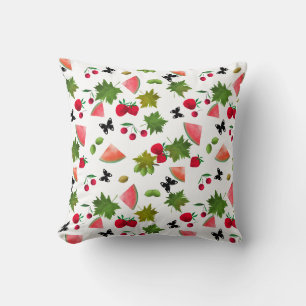Nahtlose Frischobst Berries Wasserfarbener Cartoon Kissen