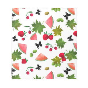 Nahtlose Frischobst Berries Wasserfarbener Cartoon Notizblock