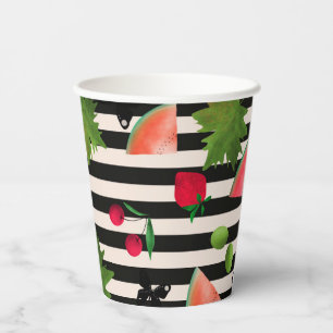 Nahtlose Frischobst Berries Wasserfarbener Cartoon Pappbecher