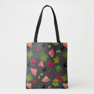 Nahtlose Frischobst Berries Wasserfarbener Cartoon Tasche