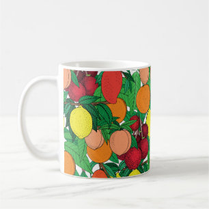 Nahtlose Fruchtmuster, handgezeichnete Skizze, Ora Kaffeetasse